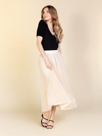 side zip cream skirt
