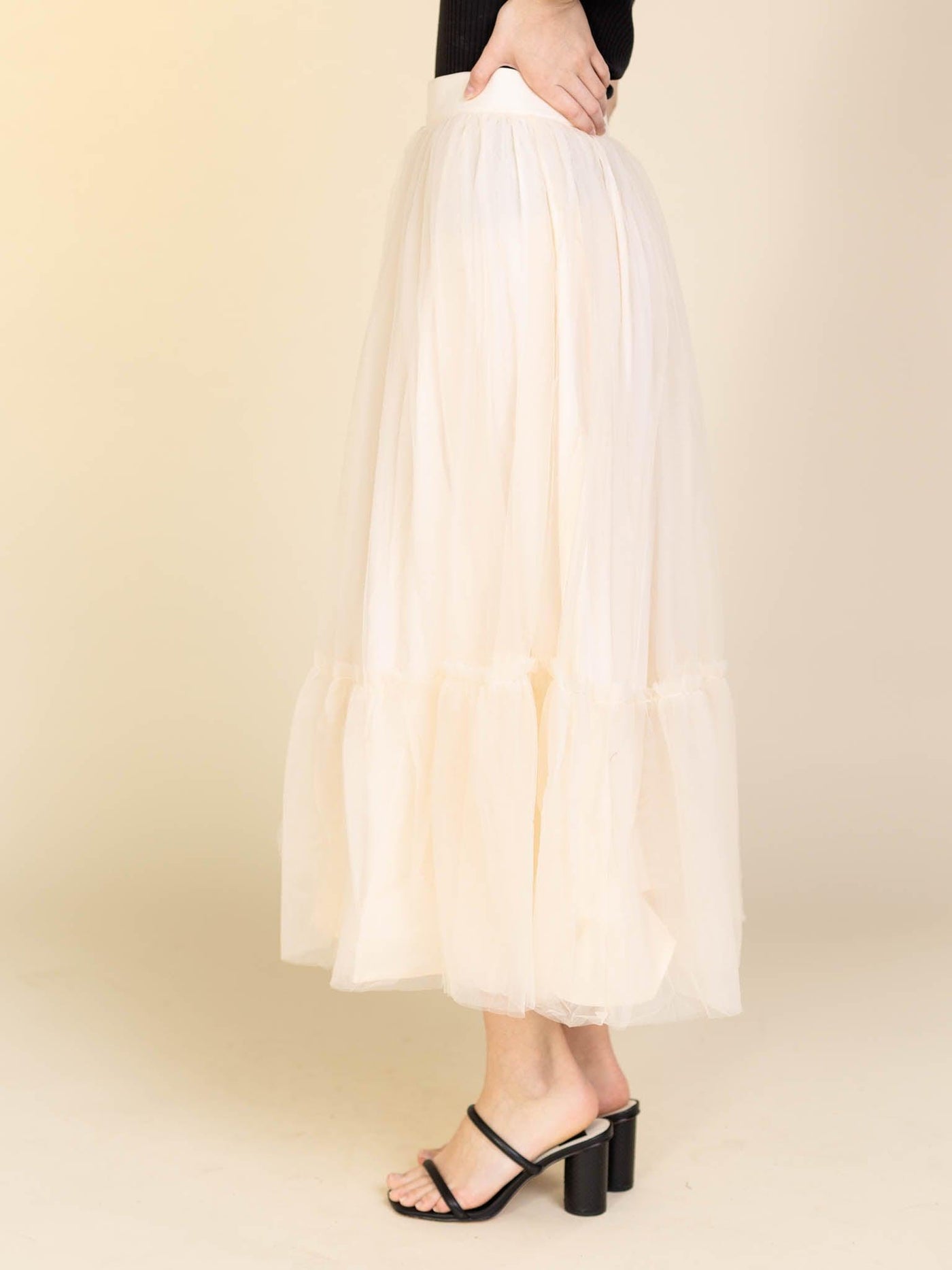 flowy cream skirt