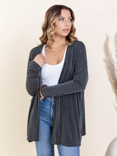 dark ribbed cardigan