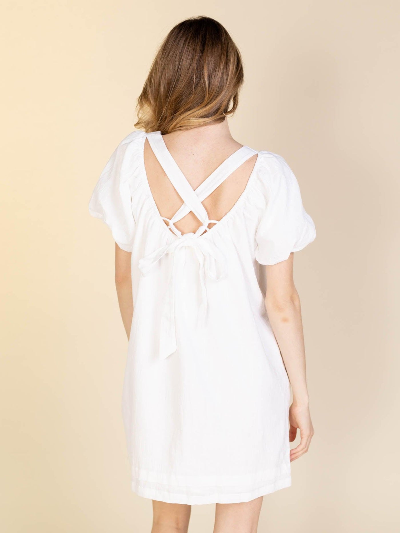 short sleeve white dress
