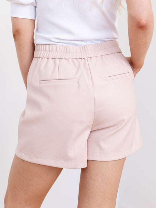 pink light pink vegan leather shorts