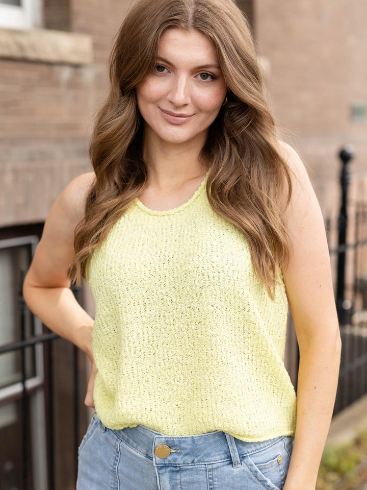 Relaxed Fit Textured Sleeveless Knit Top