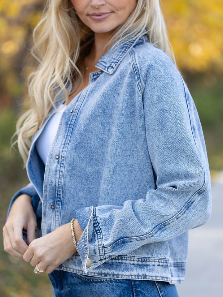 Washed Denim Cropped Jacket