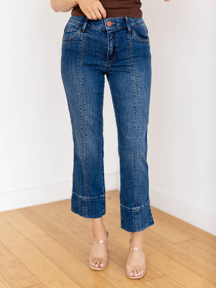 cropped dark wash denim