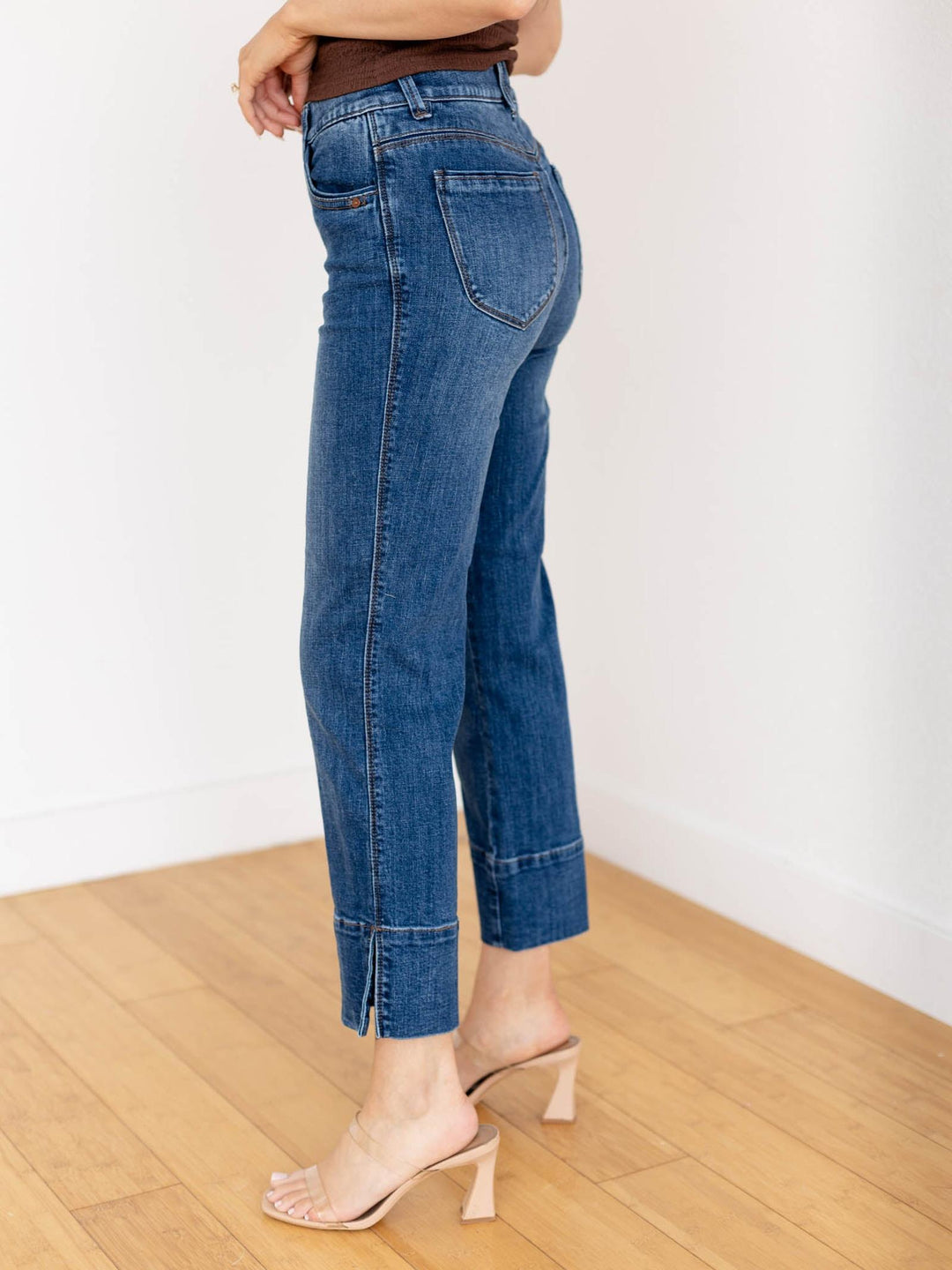 cropped dark wash denim