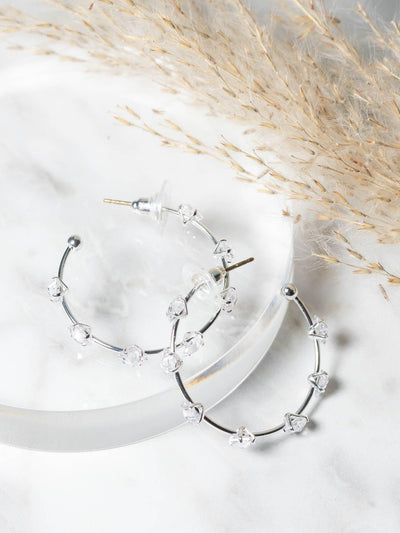 rhinestone accent hoop earrings