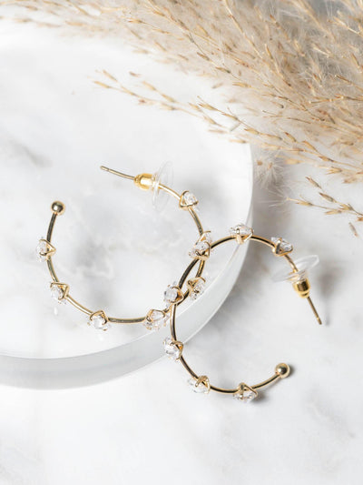 crystal stud hoop earrings