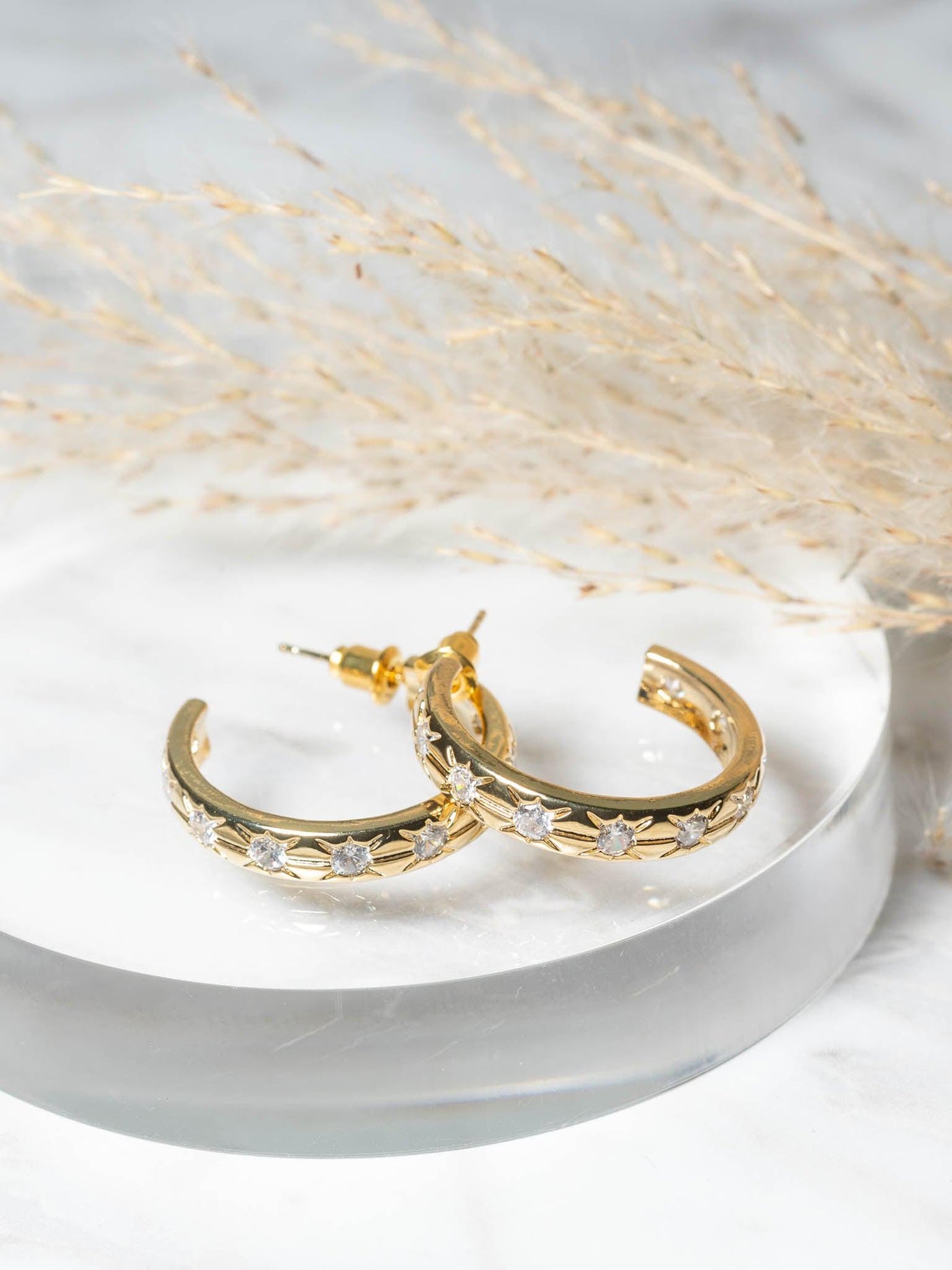 crystl stud hoop earrings
