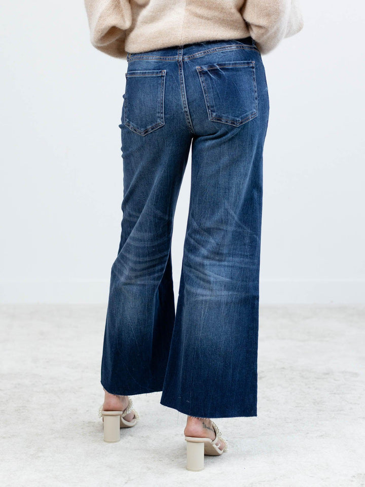 relaxed wide leg cropped denim