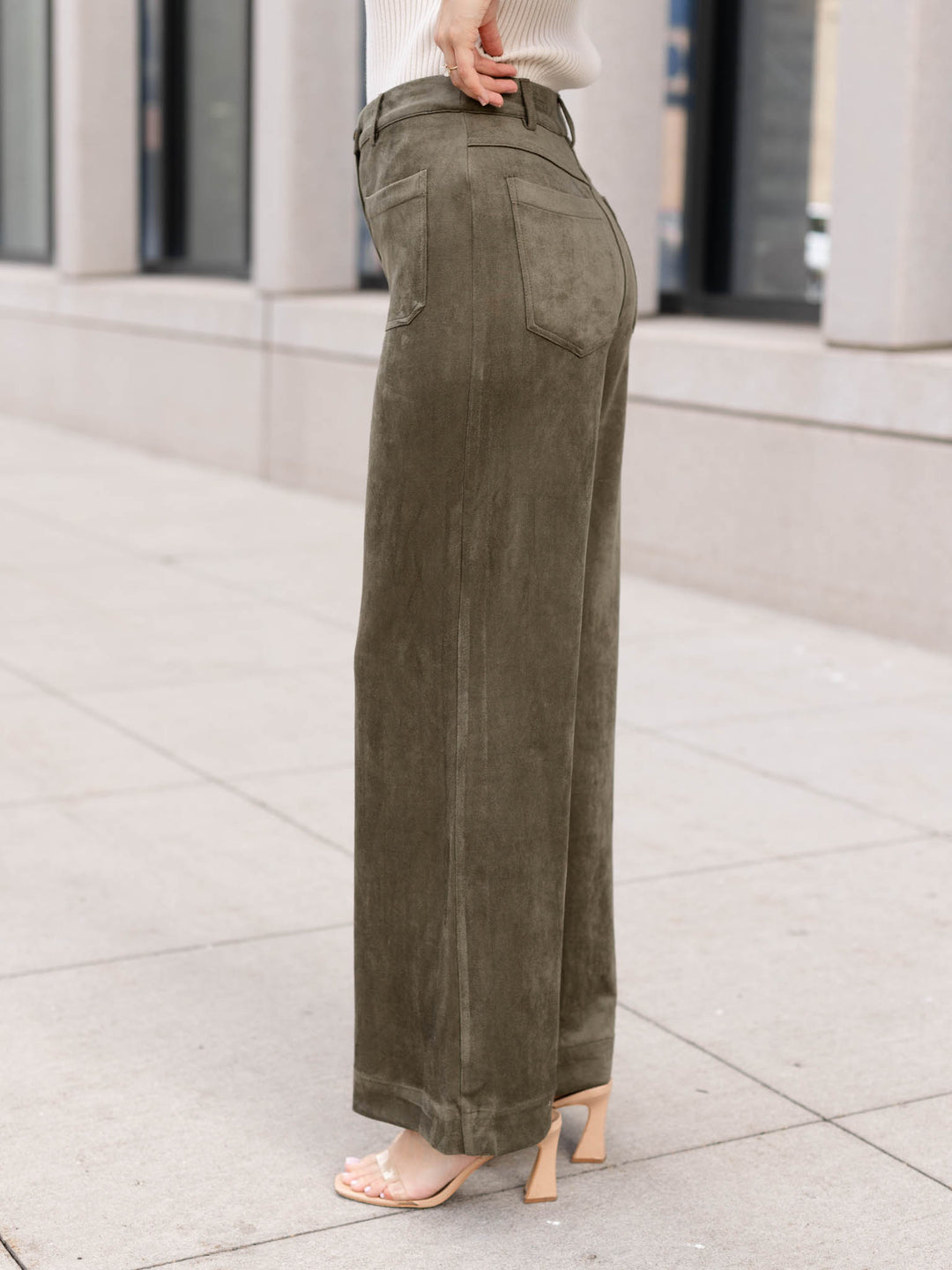 Skies Are Blue Classic Faux Suede Wide Leg Pant