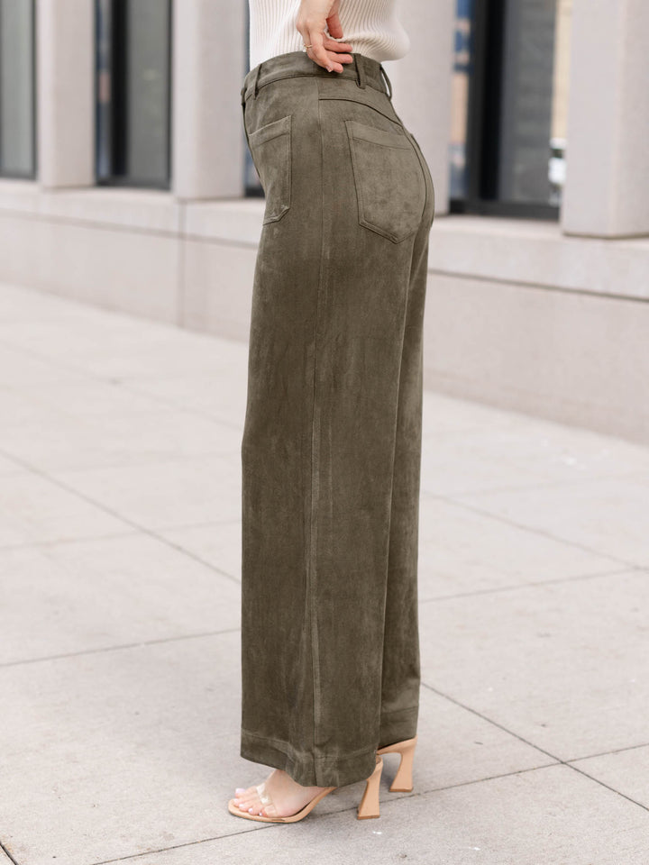 Skies Are Blue Classic Faux Suede Wide Leg Pant