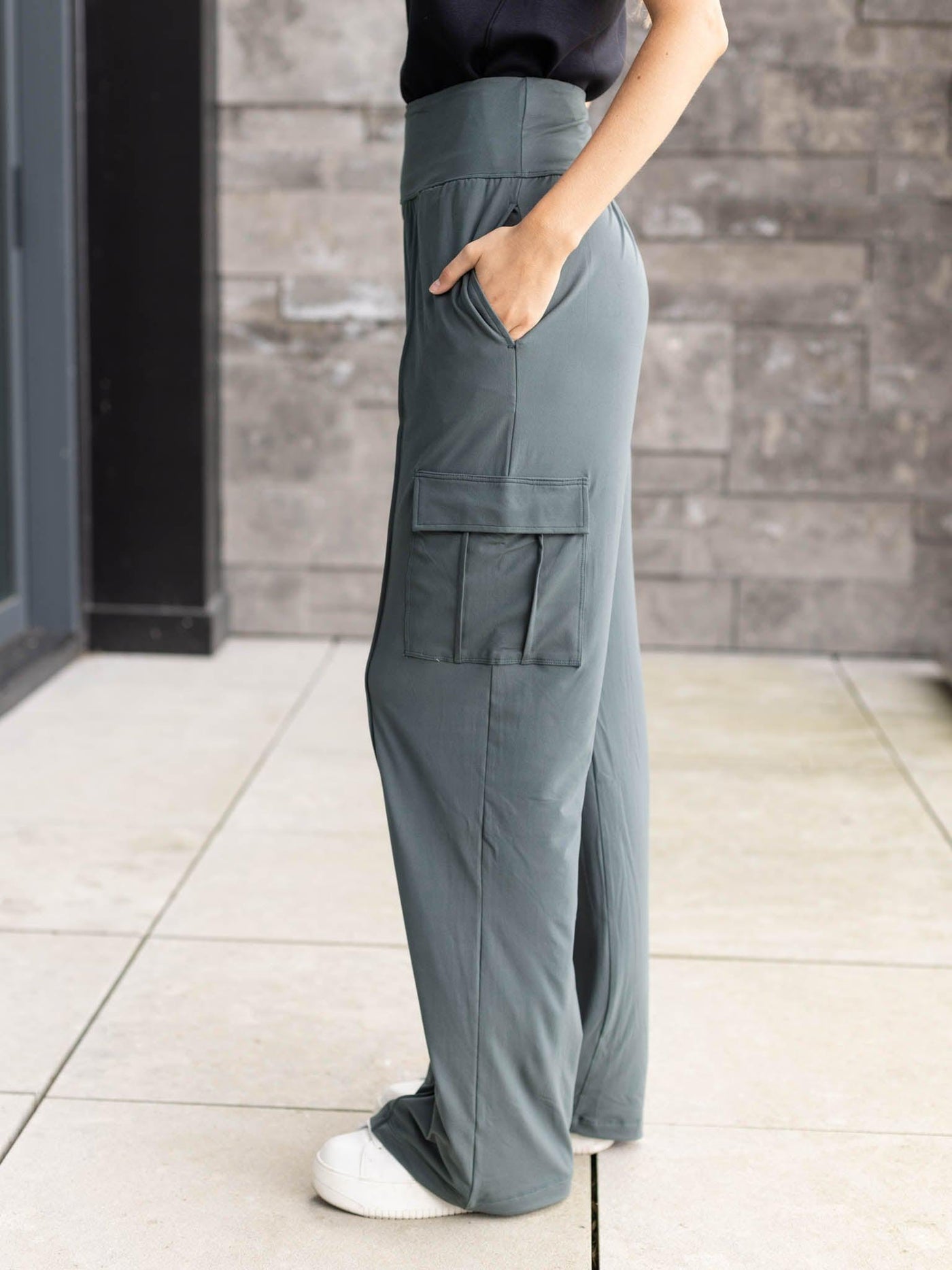 high waisted cargo super soft pants