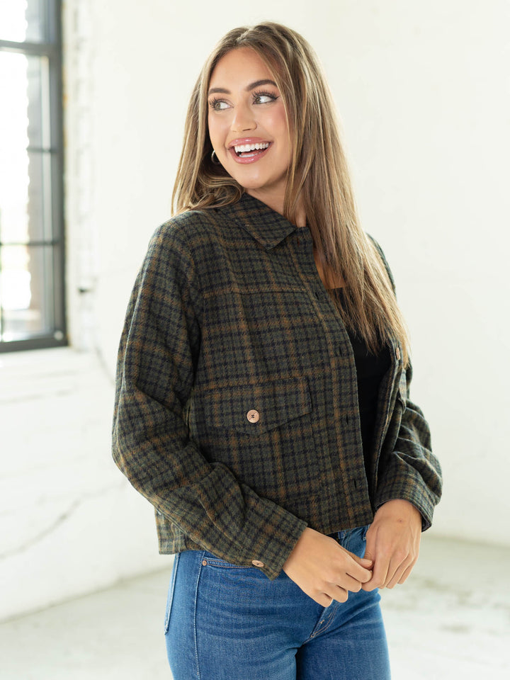 plaid cropped boxy jacket