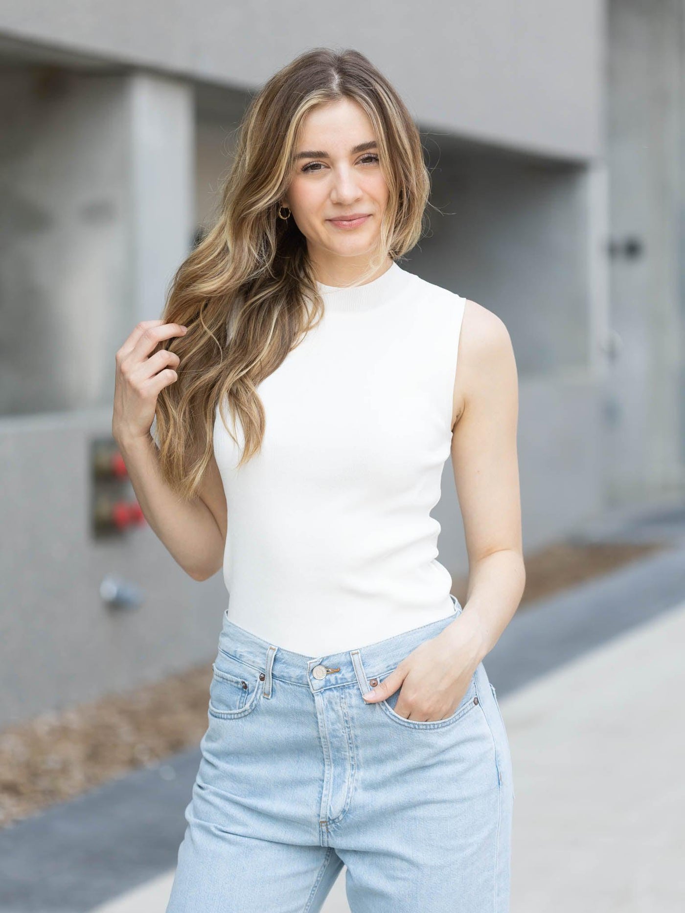 white sweater tank