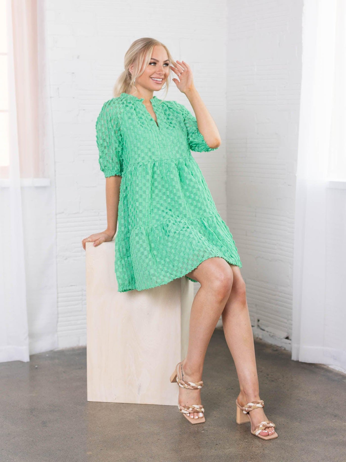 sheer checkered dress