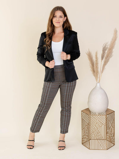 open front satin blazer
