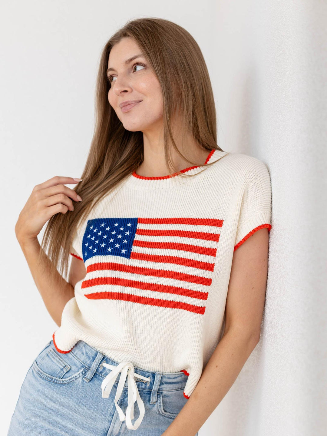 vintage american flag knit sweater