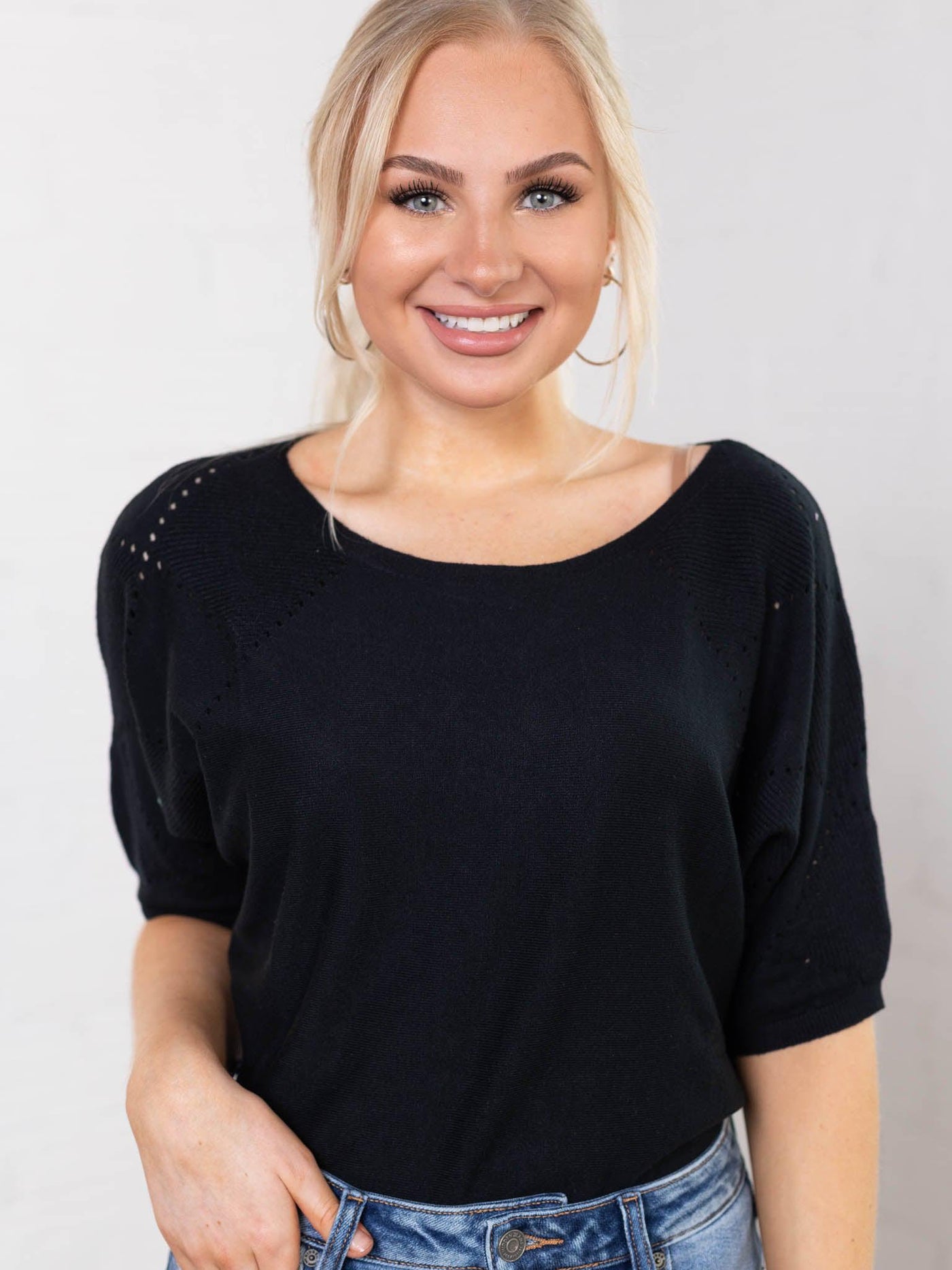 black dolman sleeve top