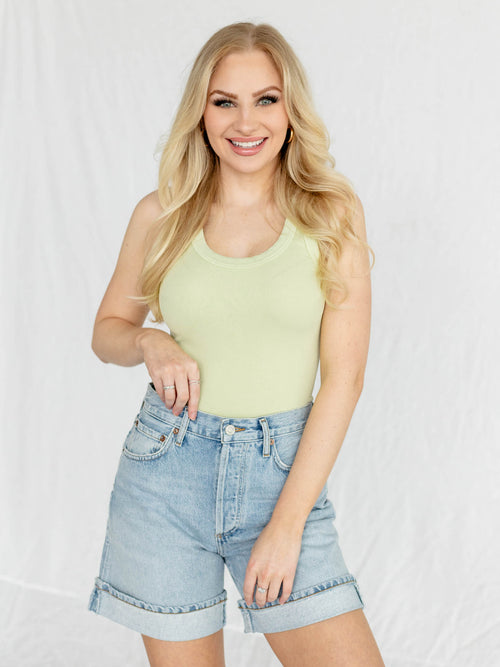 light green ribbed tank top