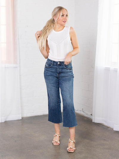 embroidered crop denim