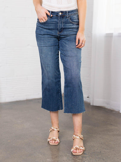 cropped wide leg denim