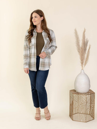 plaid button down shirt