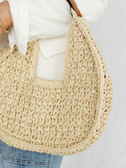 raffia structured handbag