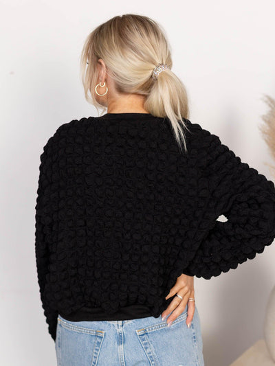 Long Sleeve Bubble Textured Bomber Jacket