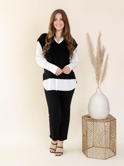 black sweater vest