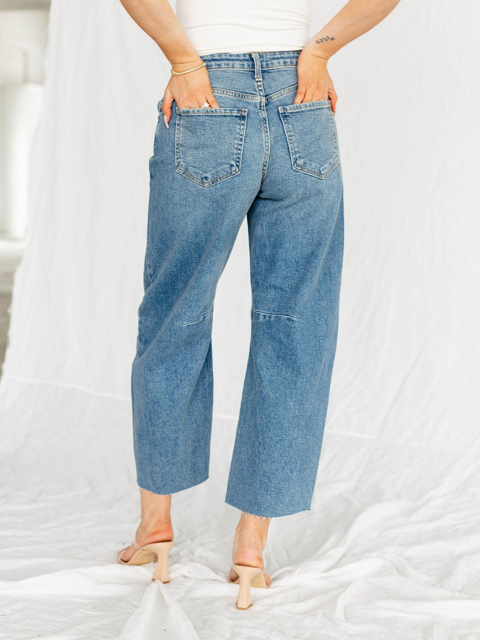 Just Black Medium Denim Seam Detail Barrel Jean – Leela and Lavender