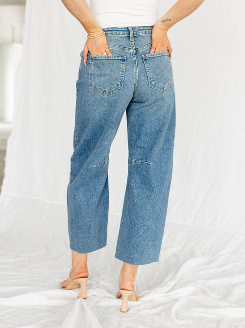 medium seam detail barrel jeans