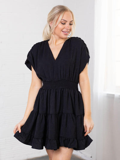 black layered tiered dress
