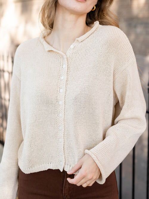 lightweight button up sweater cardi