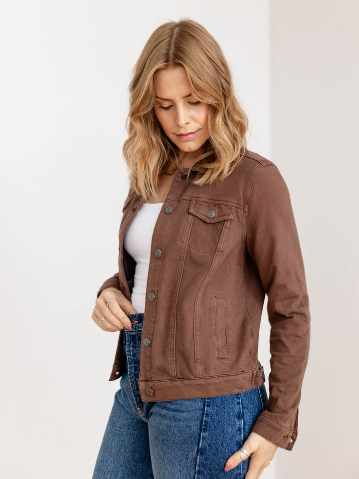 washed brown lightweight knit jacket