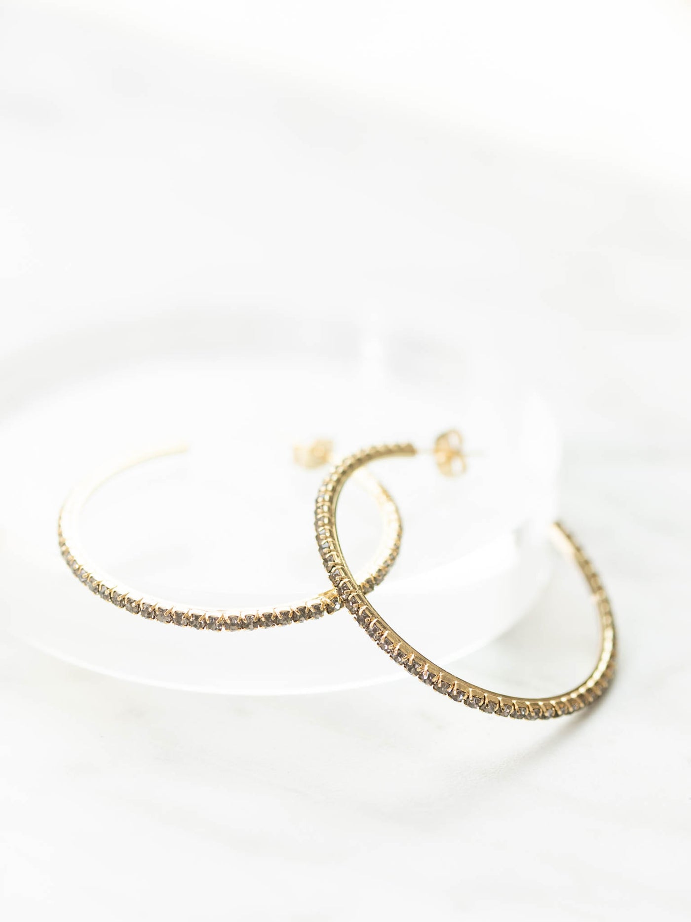 grey rhinestone earrings