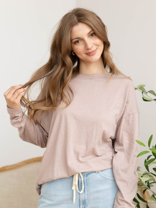 tan long sleeve top
