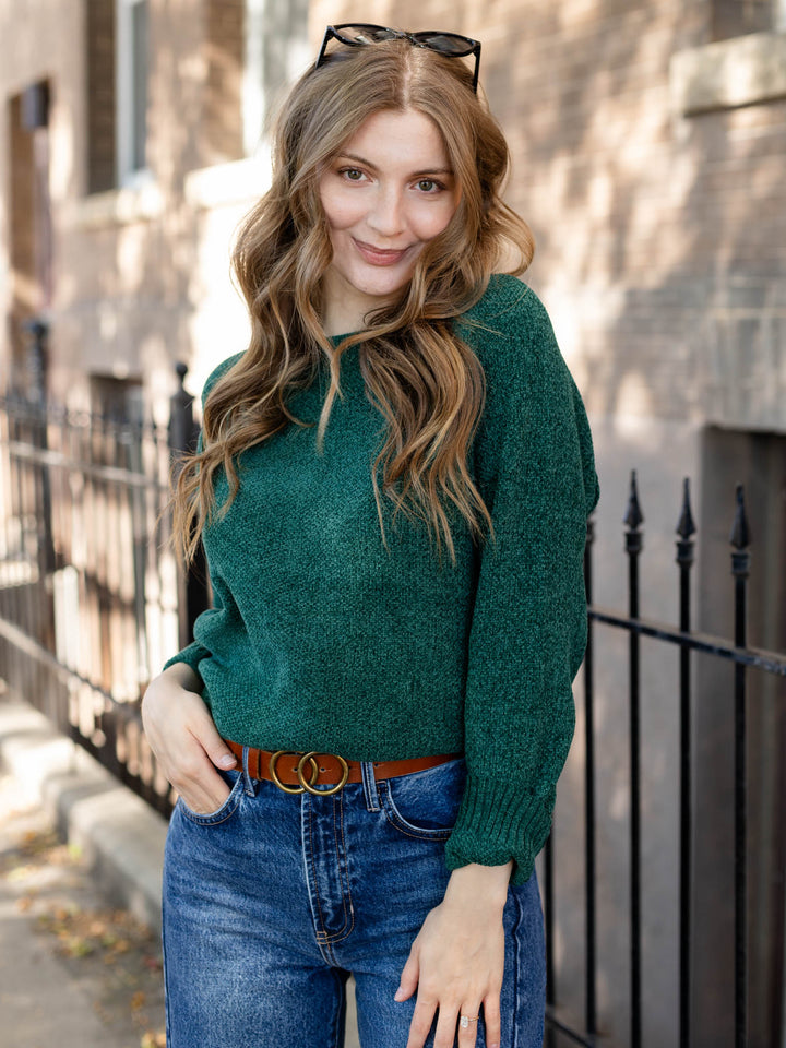 jewel green chenille sweater