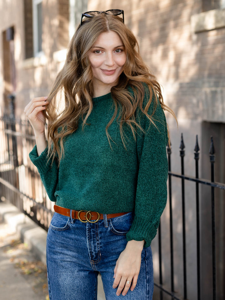 jewel green chenille sweater