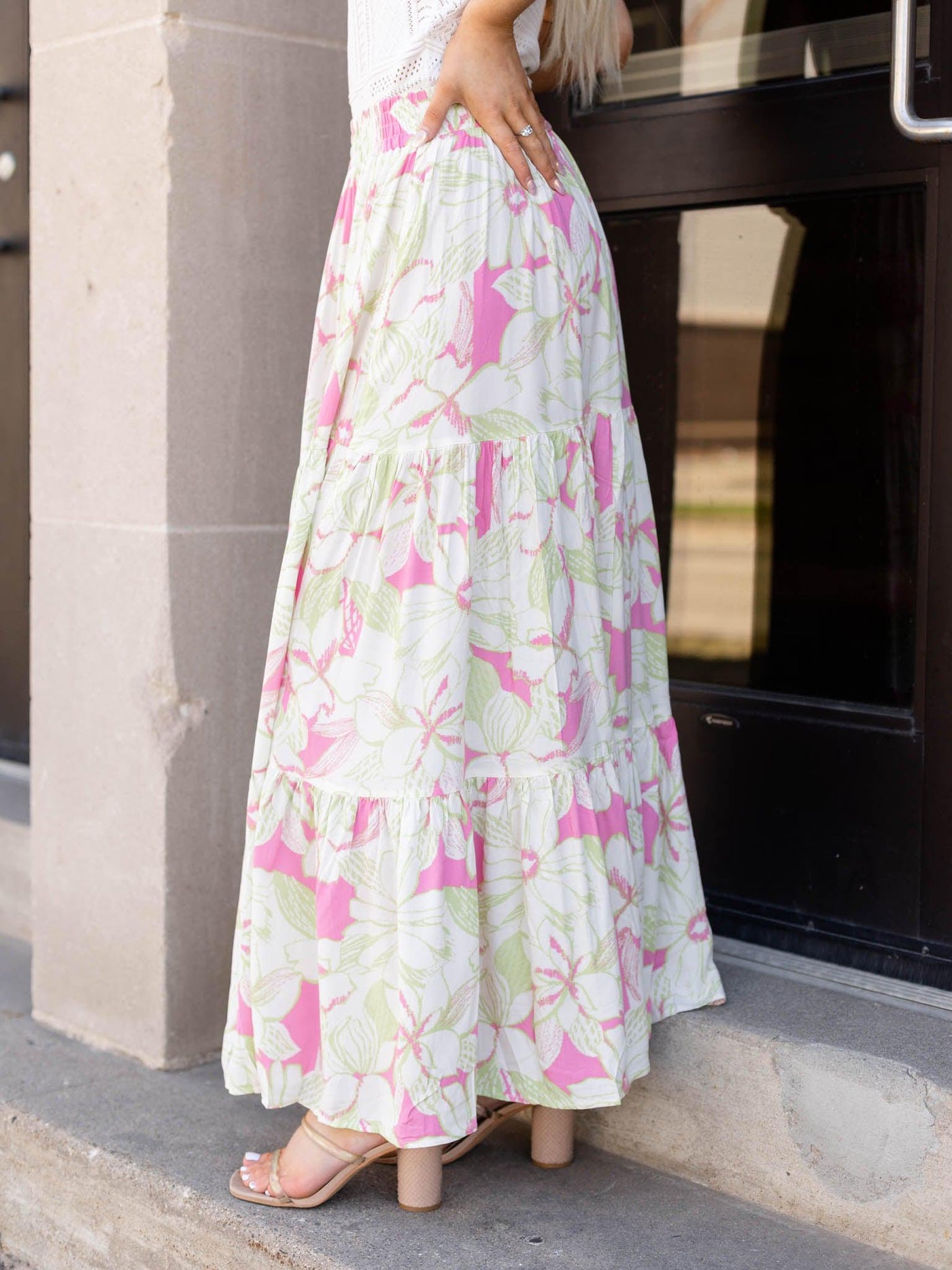 button accent skirt