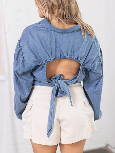 open back denim shirt