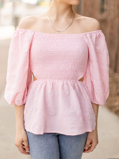 pink long sleeve top