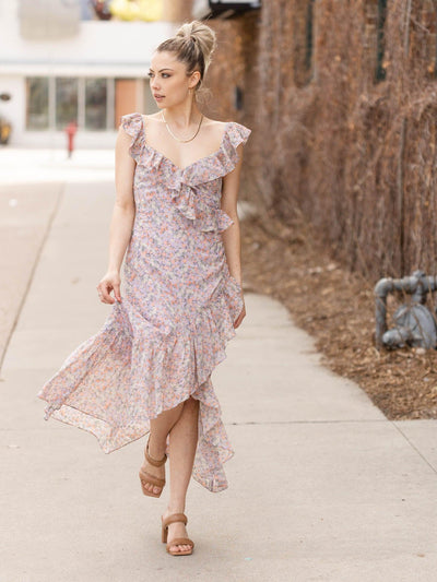 ruffle strap floral dress