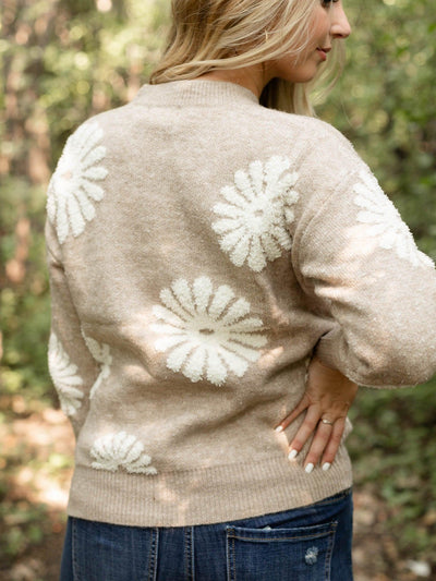 textured retro floral top