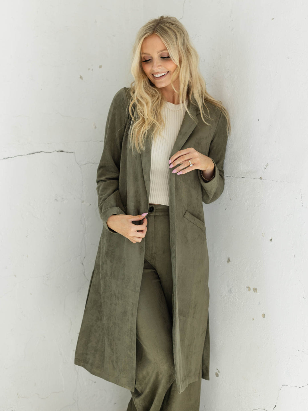 Skies Are Blue Classic Faux Suede Duster