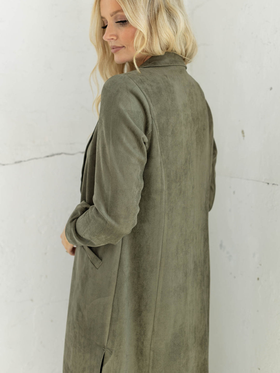 Skies Are Blue Classic Faux Suede Duster