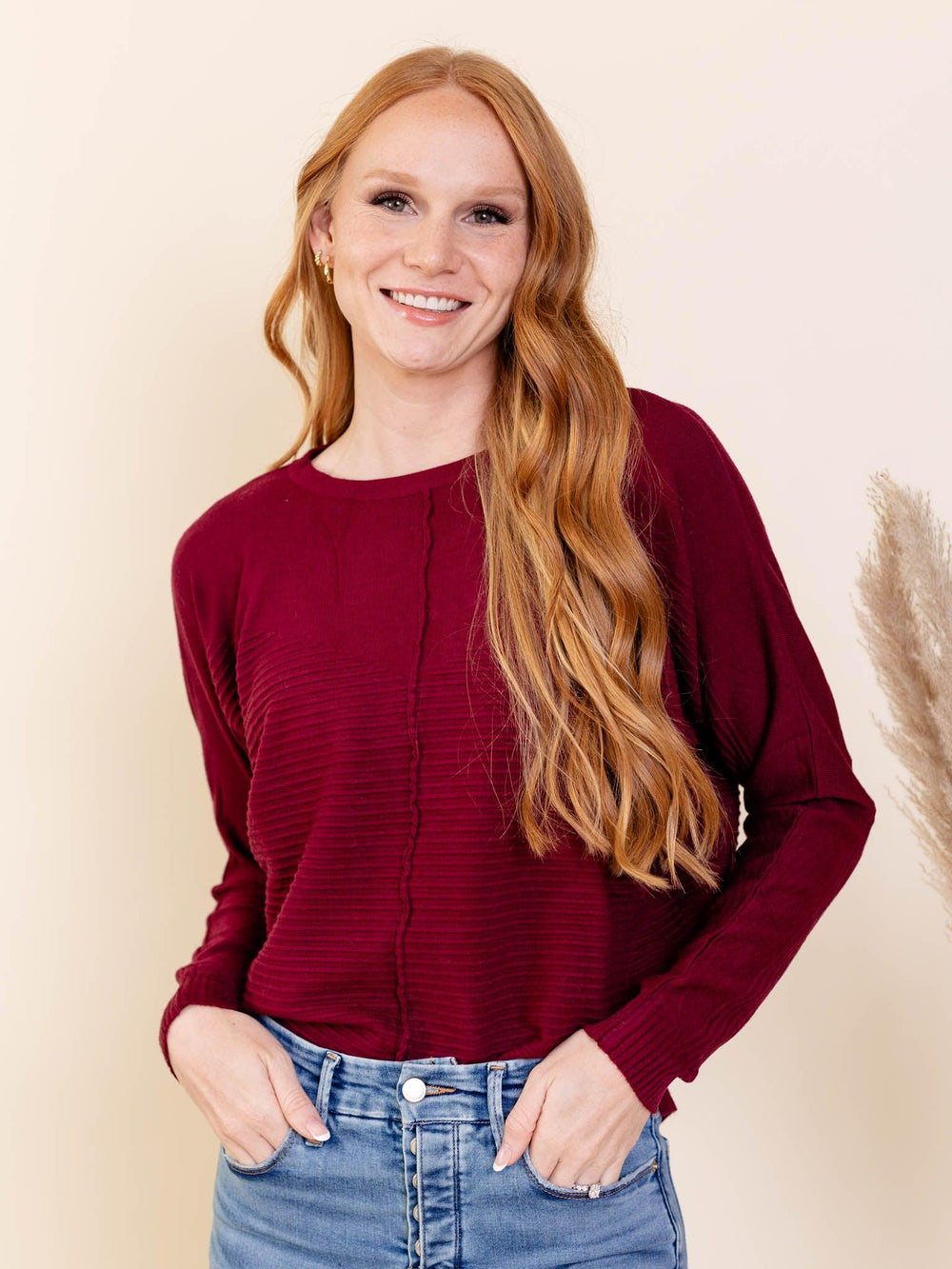 berry red sweater
