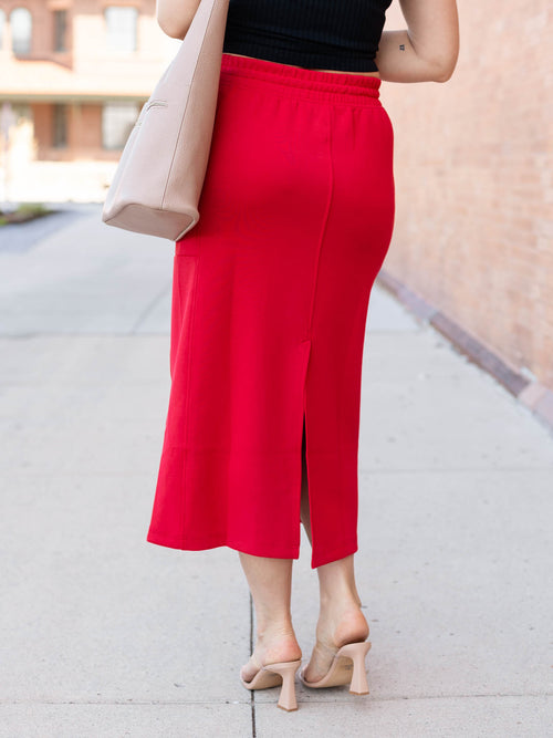 red maxi skirt
