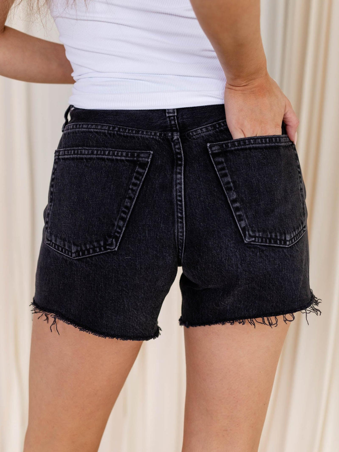 black denim shorts