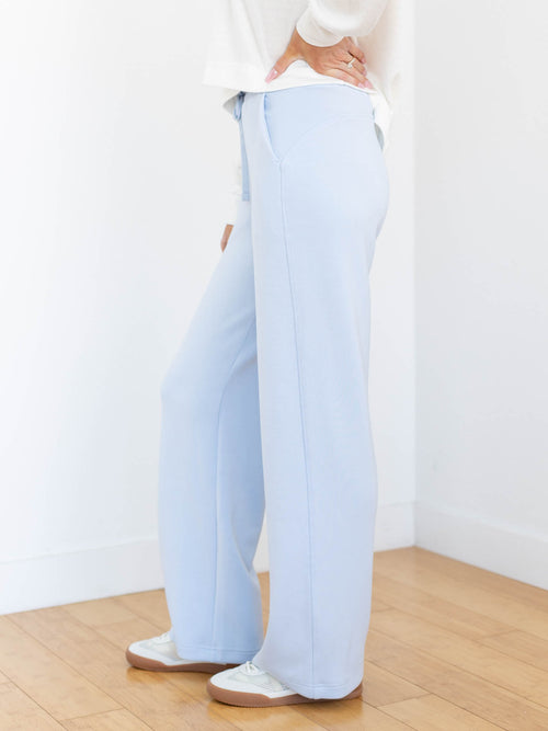 blue wide leg soft pant