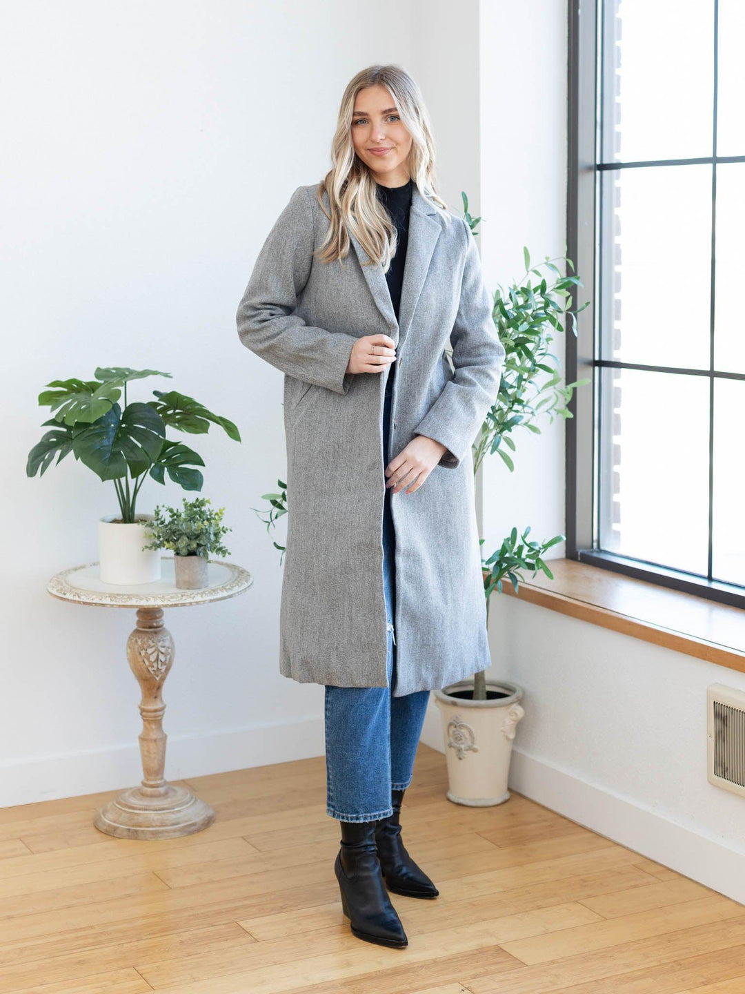 oversized long grey coat